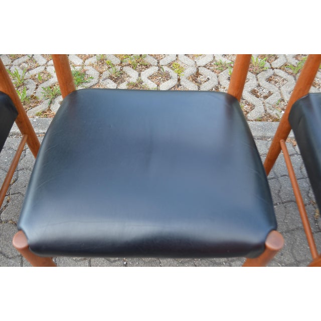 1960s Vintage Teak Chairs with Cognac Leather Seats by H. W. Klein for Bramin, 1960s, Set of 4 For Sale - Image 5 of 18
