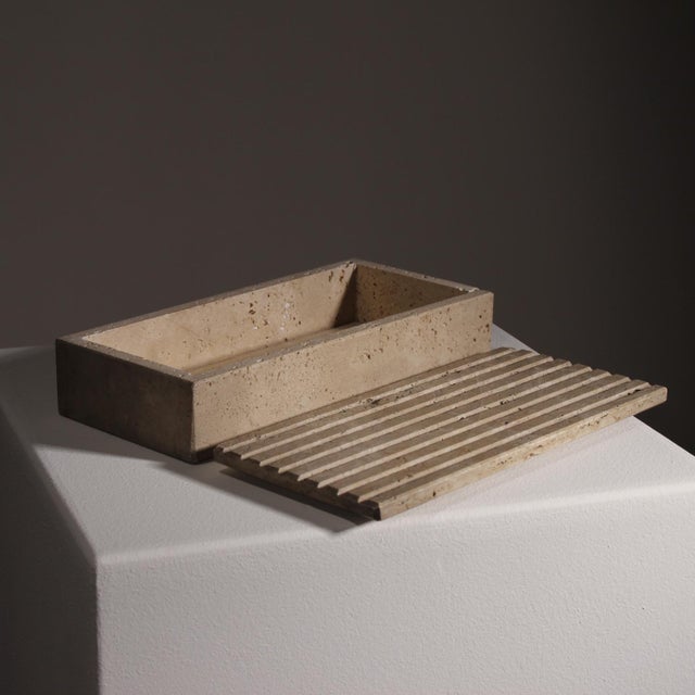 Ribbed Trinket Box in Travertine, Italy, 1970s For Sale - Image 10 of 11