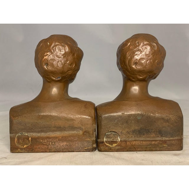 Weidlich Bros. Mfg. Co. Early 20th Century Weidlich Brothers Bronzed "Youth" Bust Bookends For Sale - Image 4 of 9