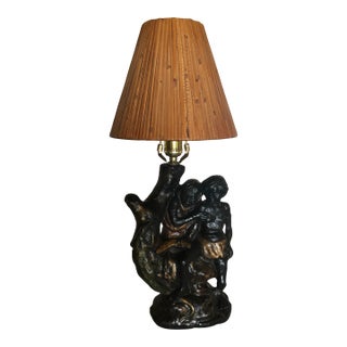 Vintage Aboriginal Lamp, Australian, Plaster, With Shade For Sale