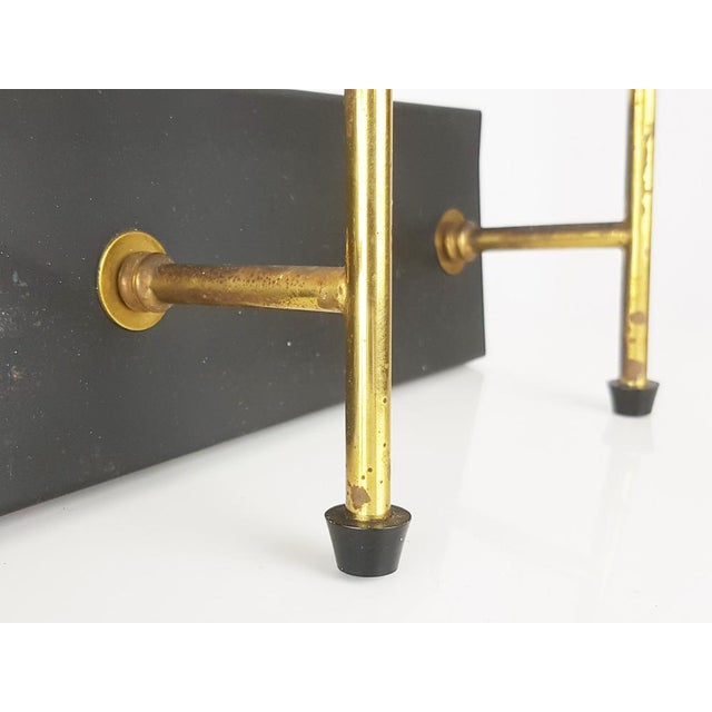 Metal Black Metal, Brass & Opaline Glass 4-Light Wall Lamps, 1950s, Set of 5 For Sale - Image 7 of 15