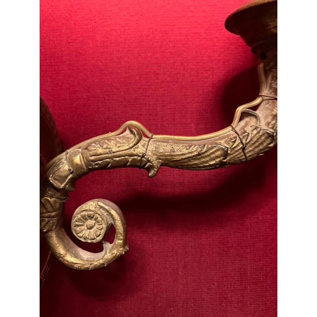 Metal Italian Louis XVI Gilt Bronze Single-Arm Wall Light Sconces, Set of 2 For Sale - Image 7 of 12