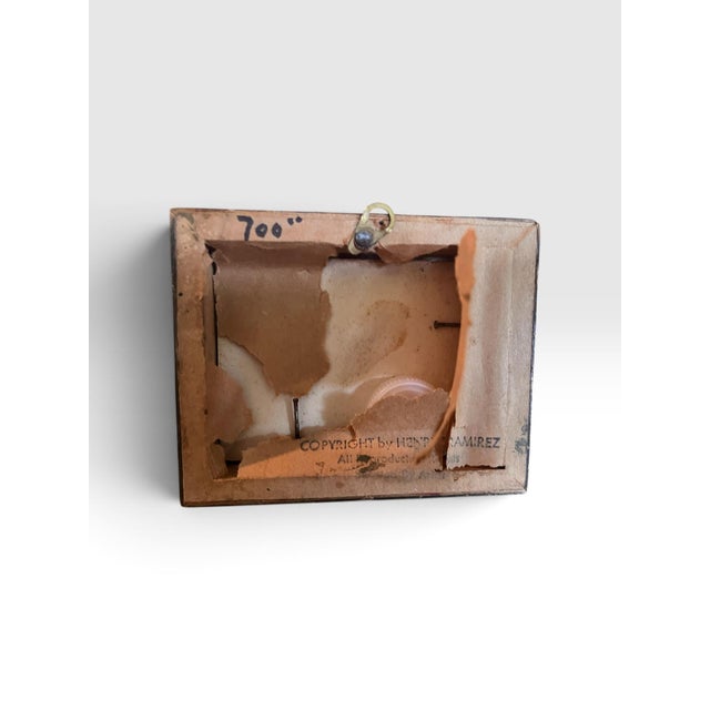 1980s 1980s Henry D. Ramirez Jr. Miniature Bull Oil Painting on Board, Framed For Sale - Image 5 of 7