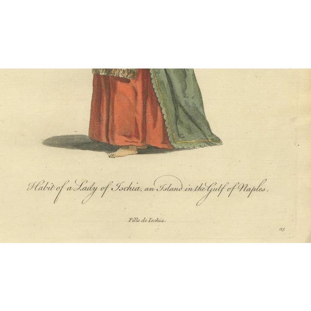 Grand Tour Italian Costume Prints, Habit of a Lady of Ischia, an Island in the Gulf of Naples, 1749, Paper, Set of 2 For Sale - Image 10 of 12