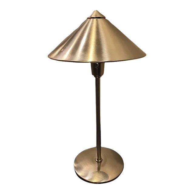 Mid 20th Century Brushed Stainless Steel Post Modern Cone Table Lamp For Sale