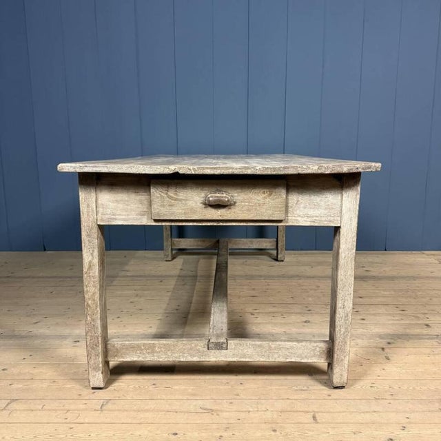 French Farmhouse Dining Table with Pine Top and Oak Base For Sale - Image 10 of 18