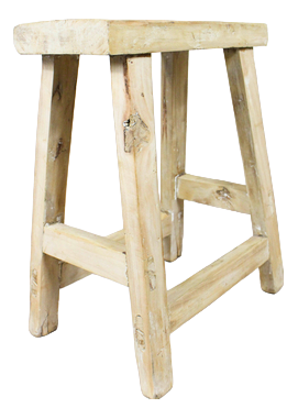 Vintage Rustic Stool in Elm