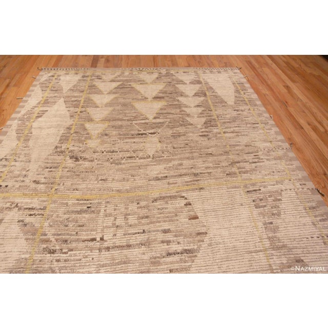 Modern Modern Room Size Tribal Geometric Brown Earth Tone Color Area Rug 11417 For Sale - Image 3 of 9