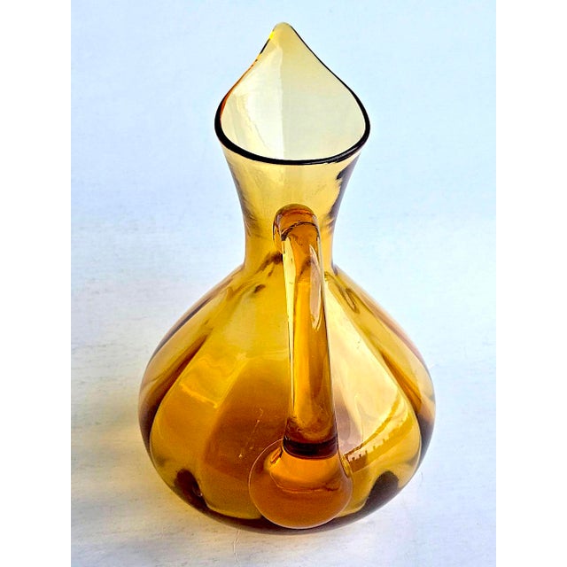 Blenko Vintage Hand-Blown Rainbow Glass Pitcher For Sale - Image 4 of 10