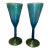Vintage Glasses Mexican Hand Blown Blue Green Wine Glass Goblets Swirl Pattern 8.5” - a Pair For Sale