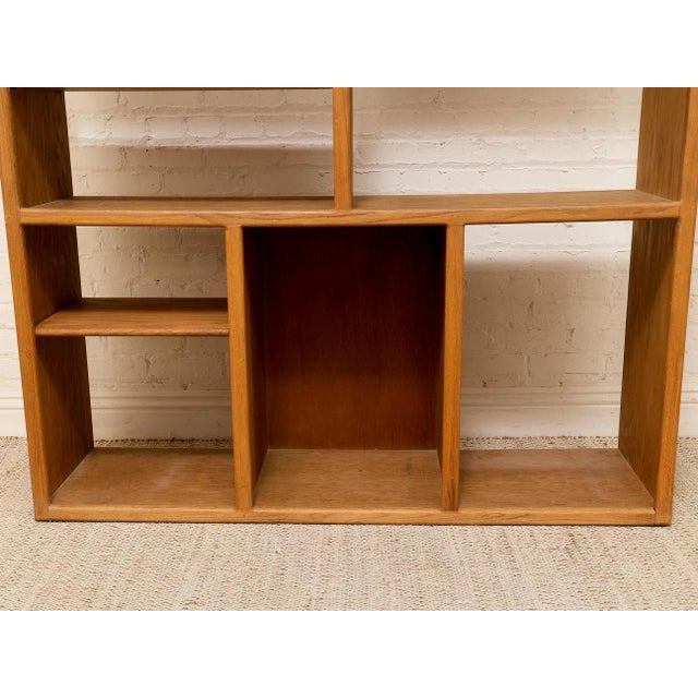 Chestnut Vintage Modernist Oak Open-Shelf Room Divider Bookcase For Sale - Image 8 of 10