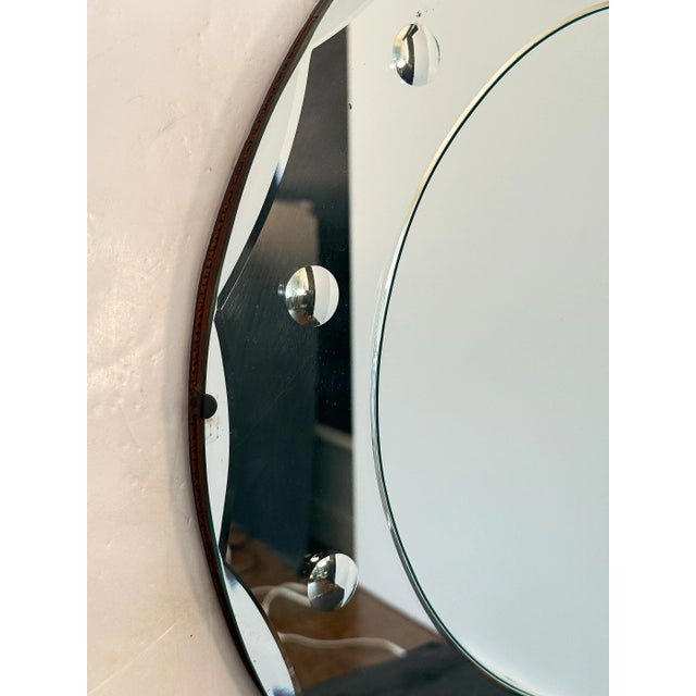 Art Deco Round Mirror With Beveled Glass Edge From England (Dia 20'') For Sale - Image 4 of 8