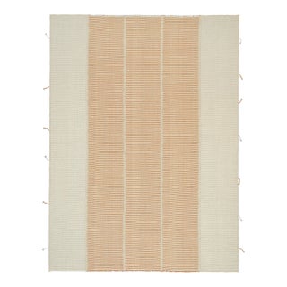 Rug & Kilim’s Contemporary Kilim in Rust Orange and Cream White Textural Stripes For Sale