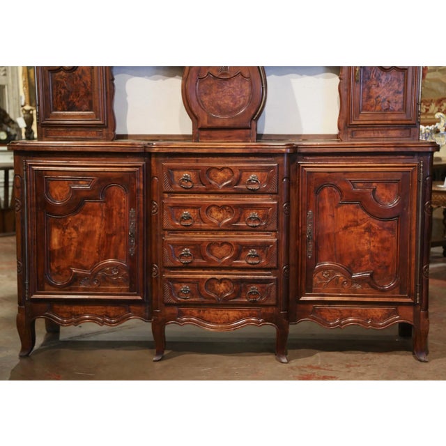 Brown 19th Century French Bressan Walnut Burl Buffet À Horloge Vaisselier For Sale - Image 8 of 12