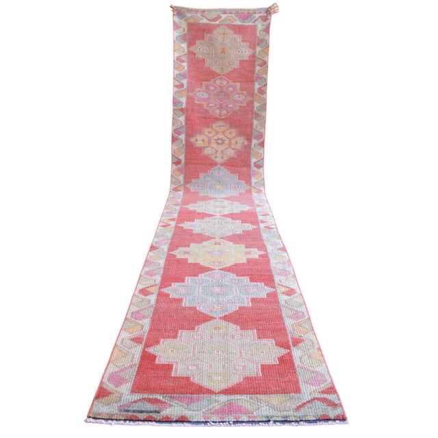 1970s Vintage Turkish Hand-Knotted Runner Rug, Hallway Rug, Kitchen Decor - 2′6″ × 11′5″ For Sale - Image 6 of 15