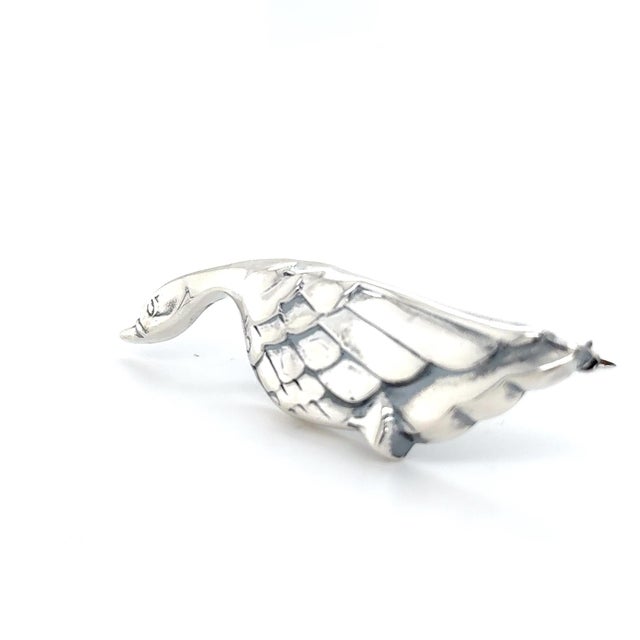 1990s Tiffany & Co Goose Brooch Sterling Silver Estate For Sale - Image 4 of 8