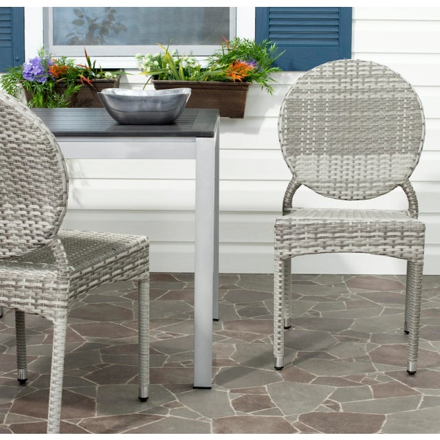 Indoor-Outdoor Stacking Side Chair in Grey - a Pair For Sale In Philadelphia - Image 6 of 7