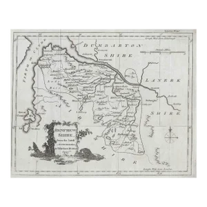 Antique Renfrewshire Scottish Map by Thomas Kitchin