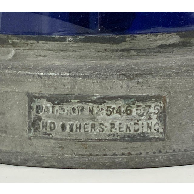 Metal Ships Lantern with Cobalt Blue Lens For Sale - Image 7 of 12