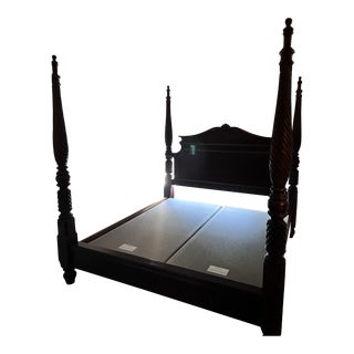Ralph Lauren King Carved Safari 4 Poster Mahogany Bed Frame For Sale
