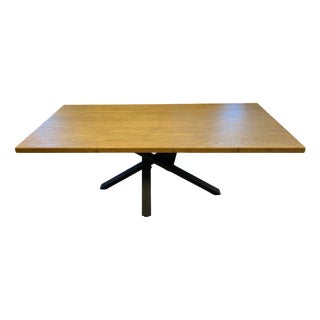 Dining Room Table with Raw Oak Top and Metal Legs For Sale