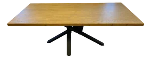 Dining Room Table with Raw Oak Top and Metal Legs
