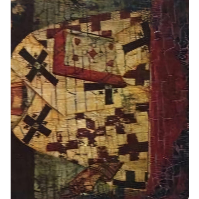 Wood Antique 18th-Century Post-Byzantine Greek Portable Travel Icon of Saint Antipas in Wood, 1800s For Sale - Image 7 of 10