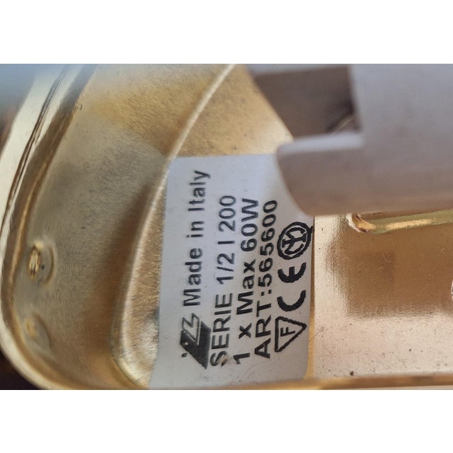 Metal Vintage Italian Wall Lamps with Brass Bracket and White Glass Shade, 2000s, Set of 2 For Sale - Image 7 of 8