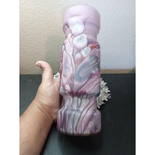 Art Nouveau Gorgeous Art Noveau Reuven Glass Tubular Vase From Israel For Sale - Image 3 of 7