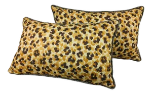 Cheetah Cotton Print Lumbar Pillows - a Pair.