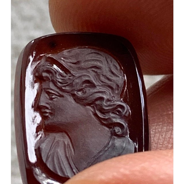 Victorian Vintage Carnelian Intaglio Gemstone-Pair For Sale - Image 3 of 8