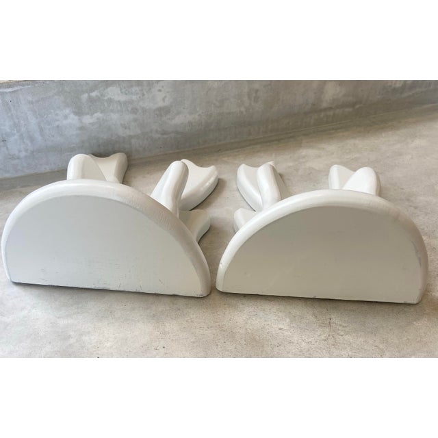 Wood 1980’s Pair Painted Wooden Bow Shelves For Sale - Image 7 of 11