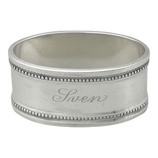Danish 830/1000 Standard Solid Silver Oval Napkin Ring, Svend Toxvaerd, Copenhagen, Circa 1946. Engraved “Sven” For Sale