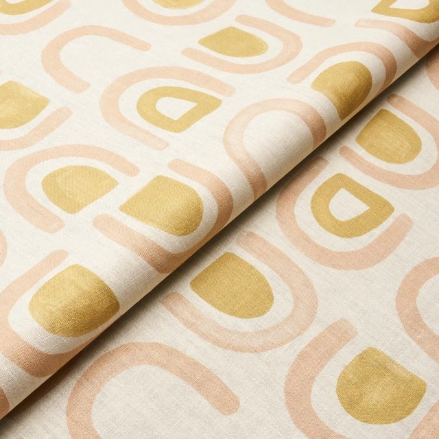 Schumacher Schumacher X Hadiya Williams Threshold Printed Linen Fabric in Salt & Ochre For Sale - Image 4 of 4