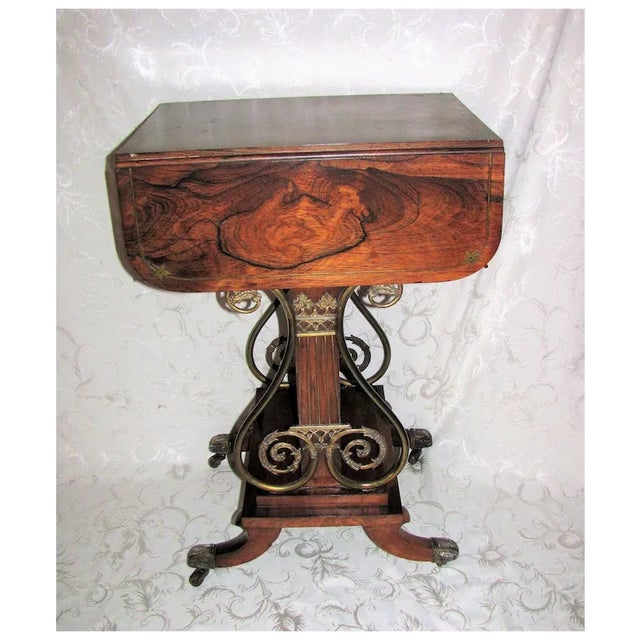 English Regency Rosewood Sewing Work Table Circa 1820 For Sale - Image 4 of 9