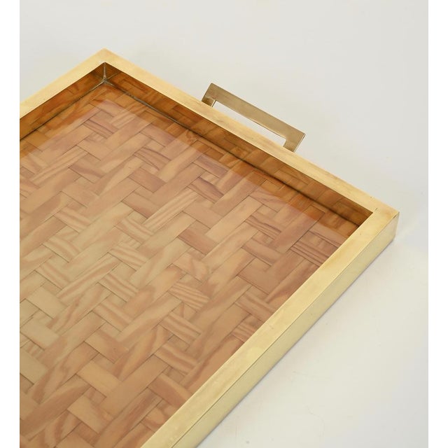 Mid-Century Serving Tray in Chrome, Acrylic and Rattan, Italy, 1970s For Sale - Image 14 of 16