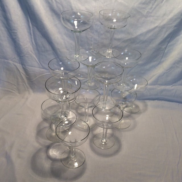 16 Vintage Hollow Stem Crystal Coupes Champagne Glasses Chairish