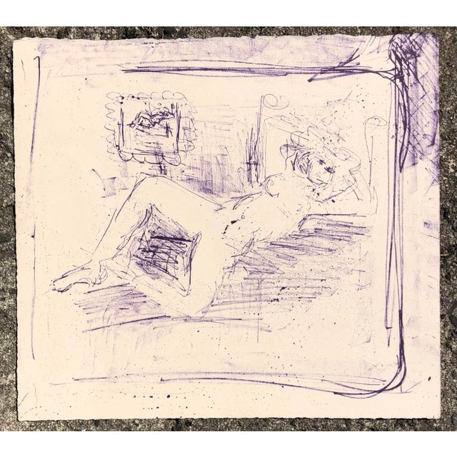 Female nude ink drawing in purple or indigo by Atlanta artist Adrienne Anderson (1949-2020). Anderson earned her MFA from...