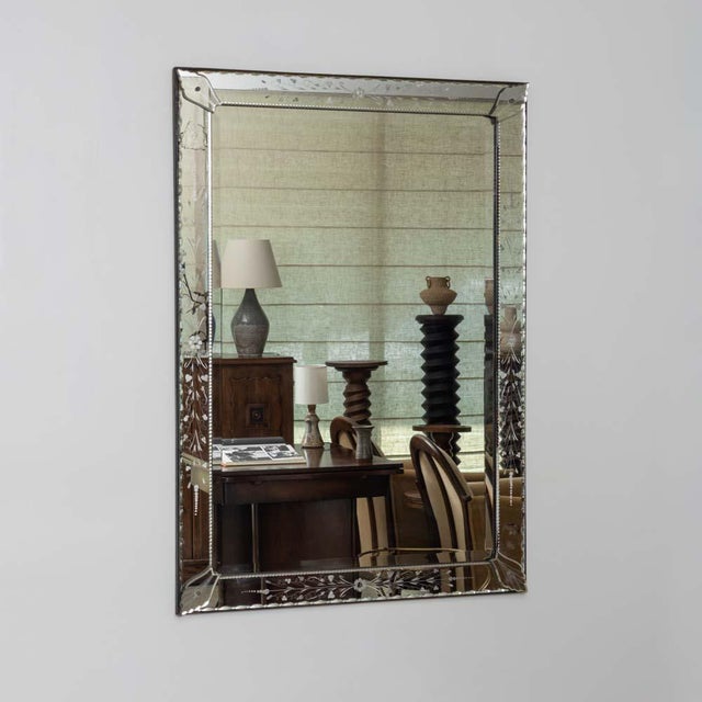 1930s French Venetian Etched Mirror For Sale - Image 4 of 15