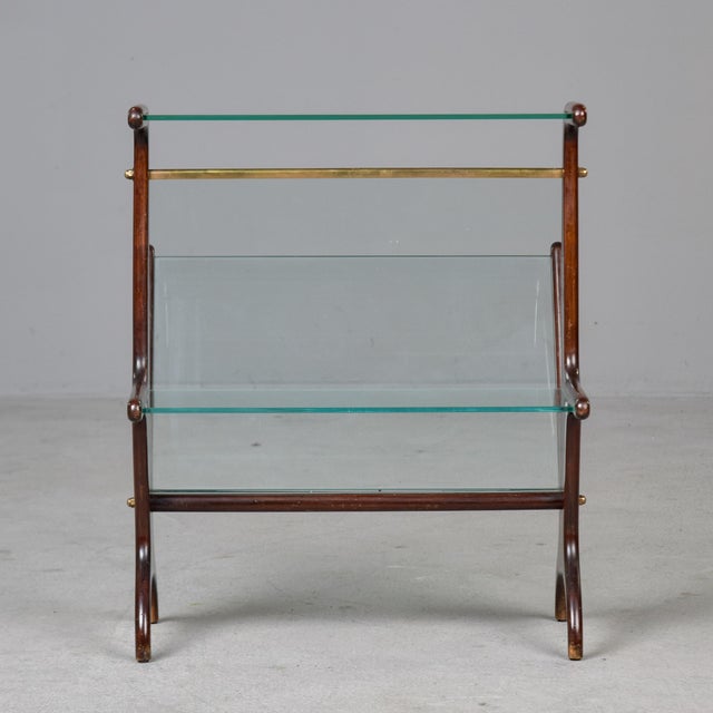 Mid Century Mahogany Magazine Holder Table With Brass Fittings For Sale - Image 9 of 12