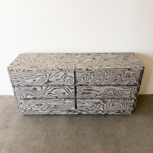 1980s Vintage 1980s Postmodern Memphis Style Dresser in Graphic Veneer For Sale - Image 5 of 10