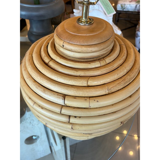 Vintage Palm Beach Coastal Large Rattan Table Lamps Newly Wired - a Pair For Sale - Image 9 of 12