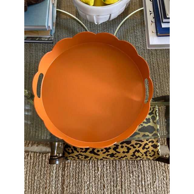 Hand Painted Lacquered Scallop Tray Orange For Sale In Denver - Image 6 of 12