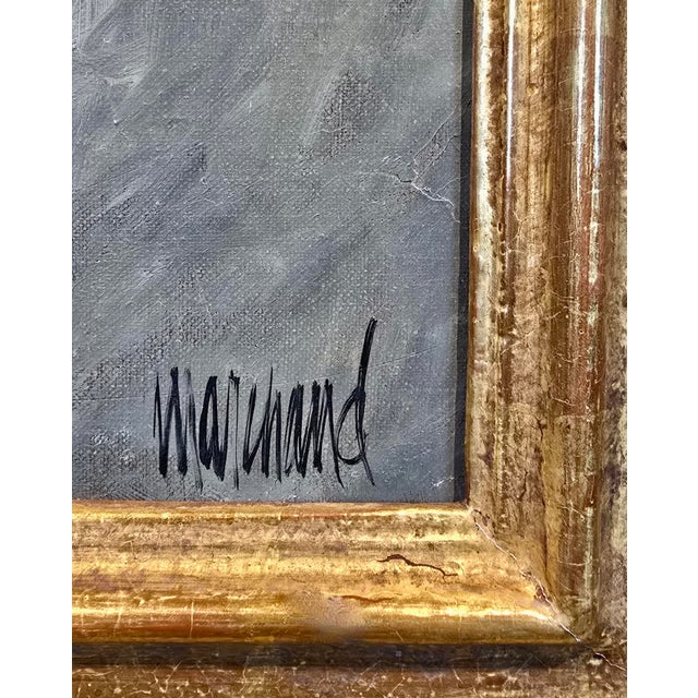 Phillipe Marchand -Surrealist Portrait of a Man Kissing a Woman-Oil Painting For Sale - Image 9 of 10