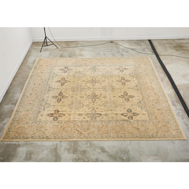Modern Sultanabad Style Square Rug Stylized Floral Motif For Sale - Image 4 of 12