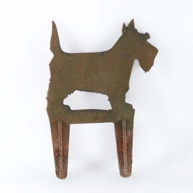American Antique Americana Wrought Iron Scottie Dog Silhouette Garden Sculpture C1920 For Sale - Image 3 of 4