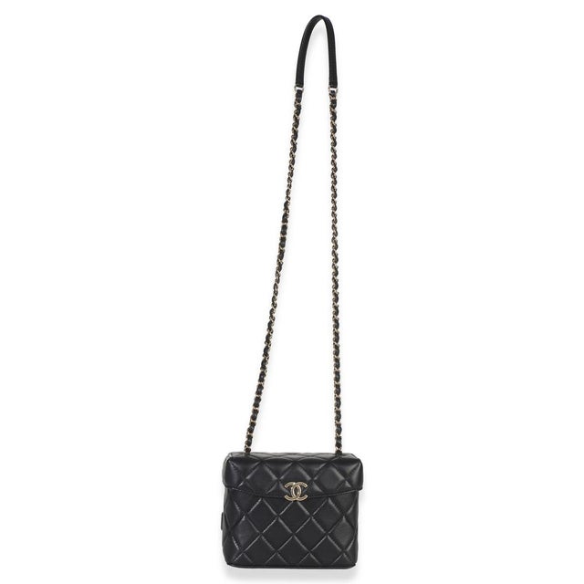 Black Black Quilted Lambskin Small Secret Box Bag For Sale - Image 8 of 9
