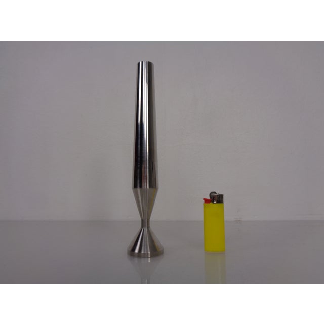 Mid-Century Modern Minimalist Satin-Finish Steel Vase, Germany, 1960s For Sale - Image 3 of 9