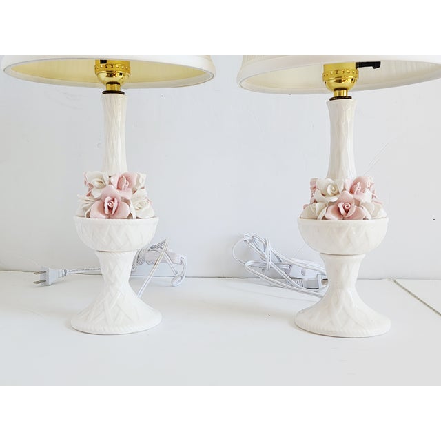 Vintage Porcelain Capodimonte Style Porcelain Table Lamps-a Pair For Sale In New York - Image 6 of 12