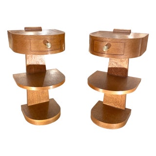 Vintage Bedside Tables in Oak Veneer, 1940s For Sale